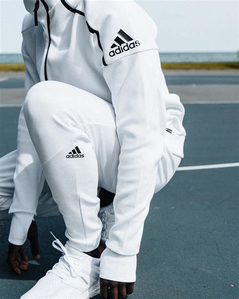 adidas white tracksuit outfit.